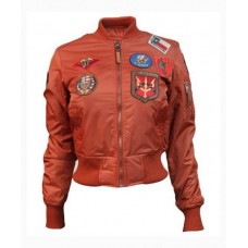 Womens Top Gun MA-1 Rust Bomber Jacket
